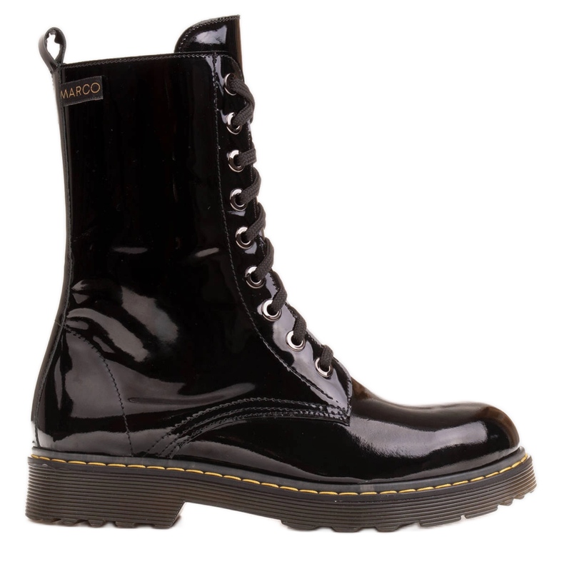 Marco Shoes Vysoké kotníkové boty, kozačky zavázané na průsvitné podrážce černá