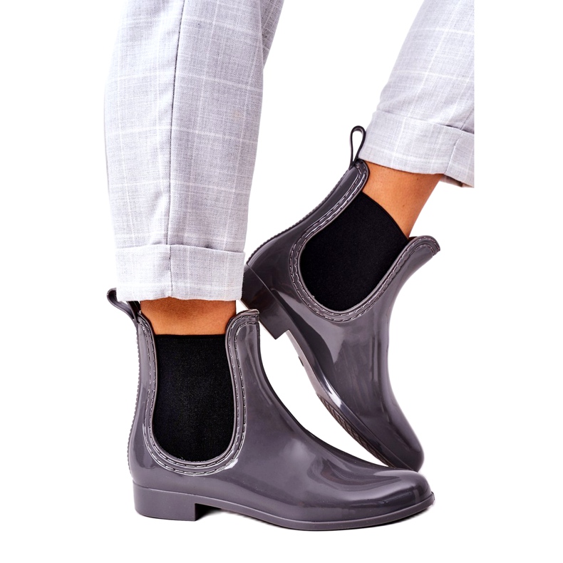 Lesklé šedé deštník Jodhpur boty šedá