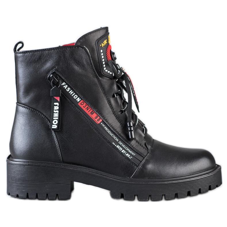 ARTIKER Pracovníci z kůže s ozdobným zipem černá