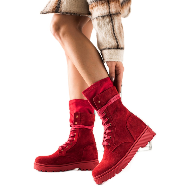 ARTIKER Vysokí dělníci z kůže červené