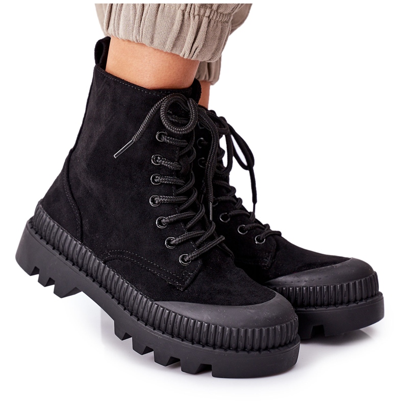 PV1 Suede Workers On The Black Platform Here I Am černá