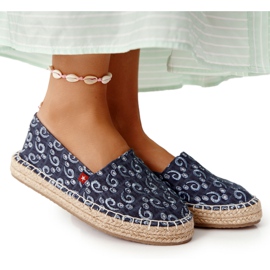 Espadrilky na pletené platformě Big Star AA274628 Navy Blue námořnická modř