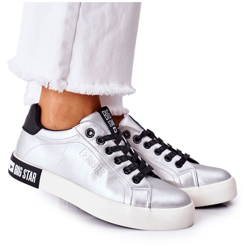 Dámské kožené tenisky Big Star II274034 Silver stříbrný