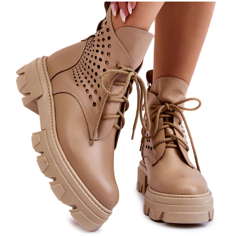 Alberto Violli Kožení dělníci s prolamovaným vzorem béžové Abilene béžový