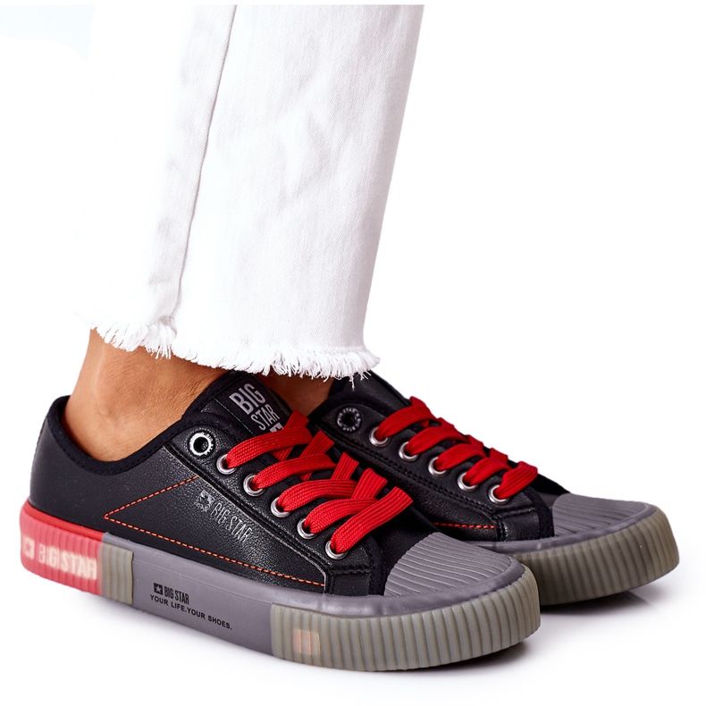 Dámské kožené tenisky Big Star II274134 černé černá červené