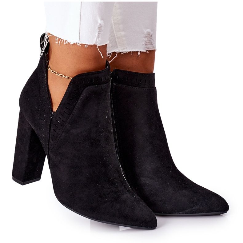 PS1 Teplé černé boty Sally na sloupku černá