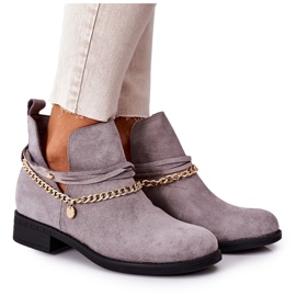 PS1 Semišové kozačky s řetízkem Šedá Elvira