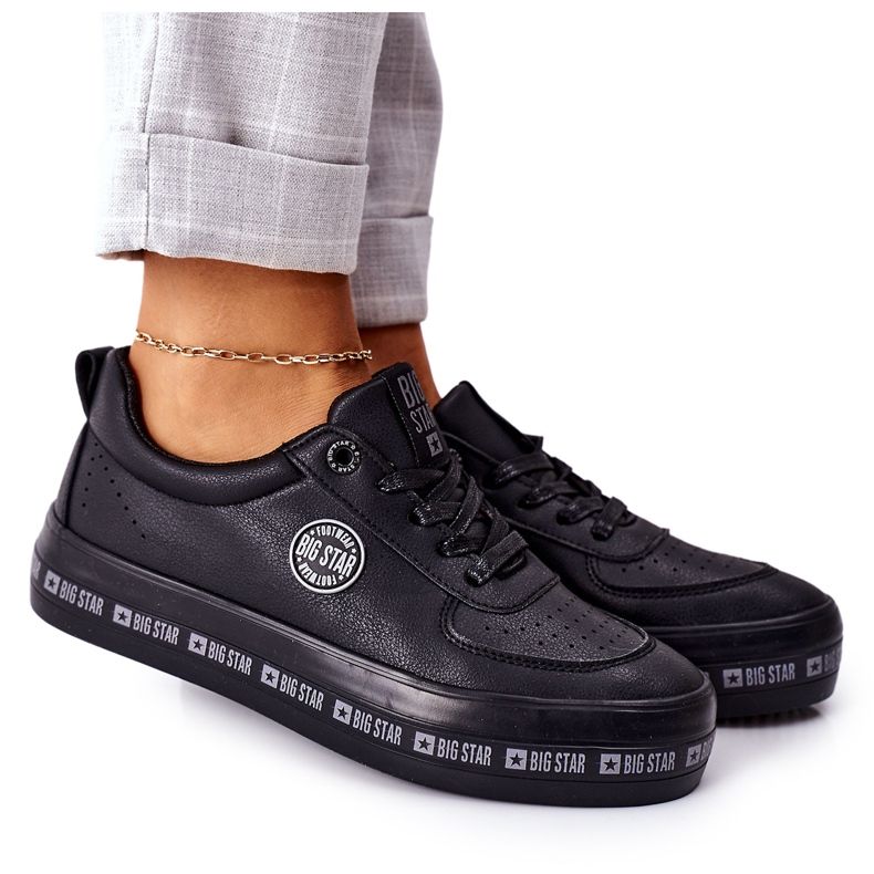 Kožené tenisky na černé platformě Big Star II274074 černá