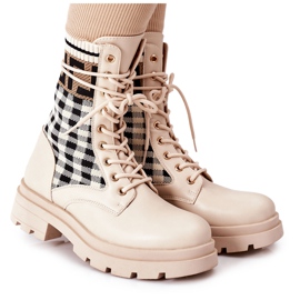 Milostný příběh dělníků z béžové elastické látky béžový černá