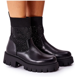 Černí dělníci Xoxo z pružné látky s kubickým zirkonem černá