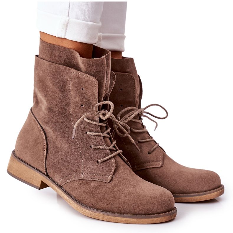 PS1 Boty s dvojitým svrškem světle hnědá Violetta hnědý khaki