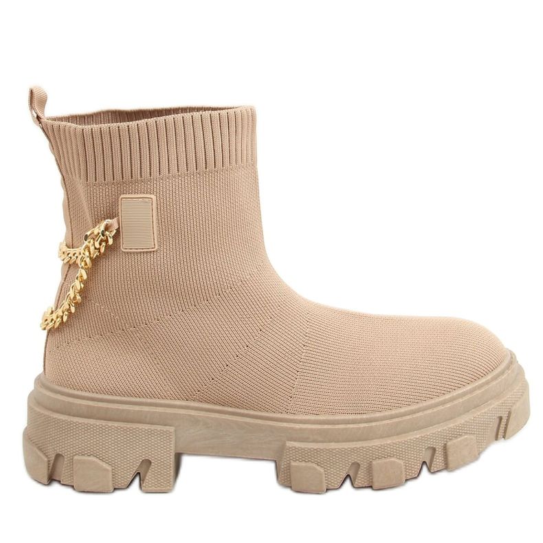 Ponožkové boty s řetízkem JX81P Khaki béžové béžový