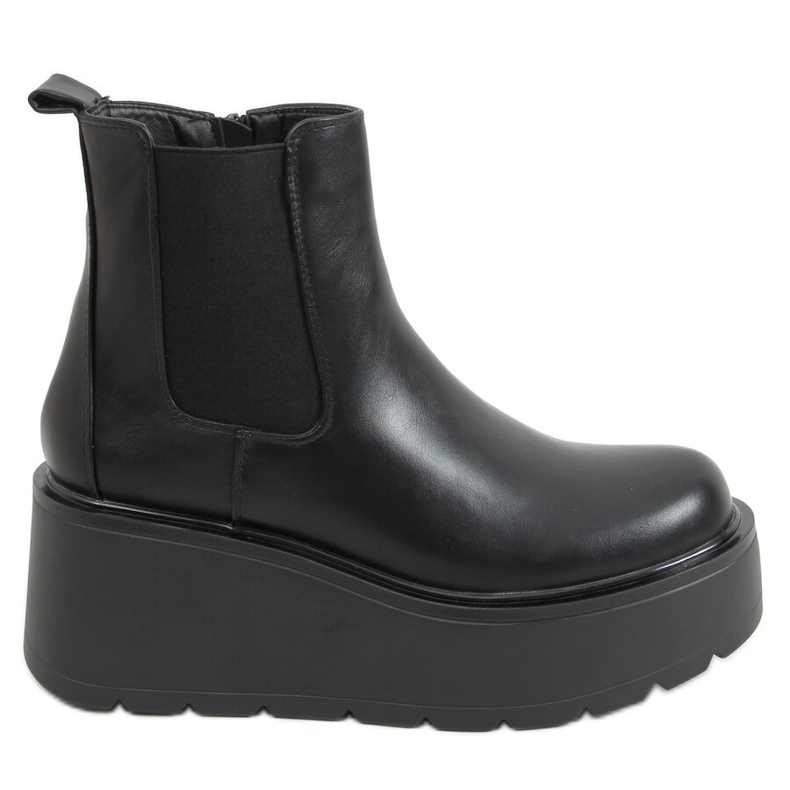 Černá QT22P Černá bota na vysoké podrážce