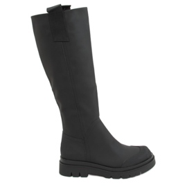 Černé dámské černé kozačky QT27P Black černý