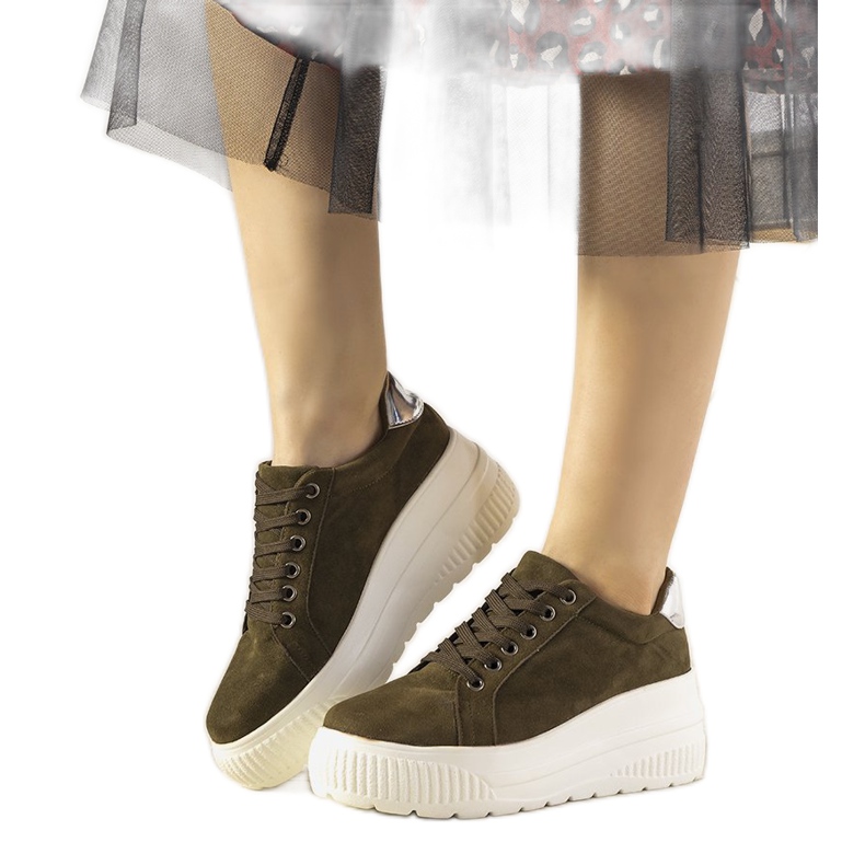 Zelené sportovní tenisky na vysokém podpatku od Rapter zelená