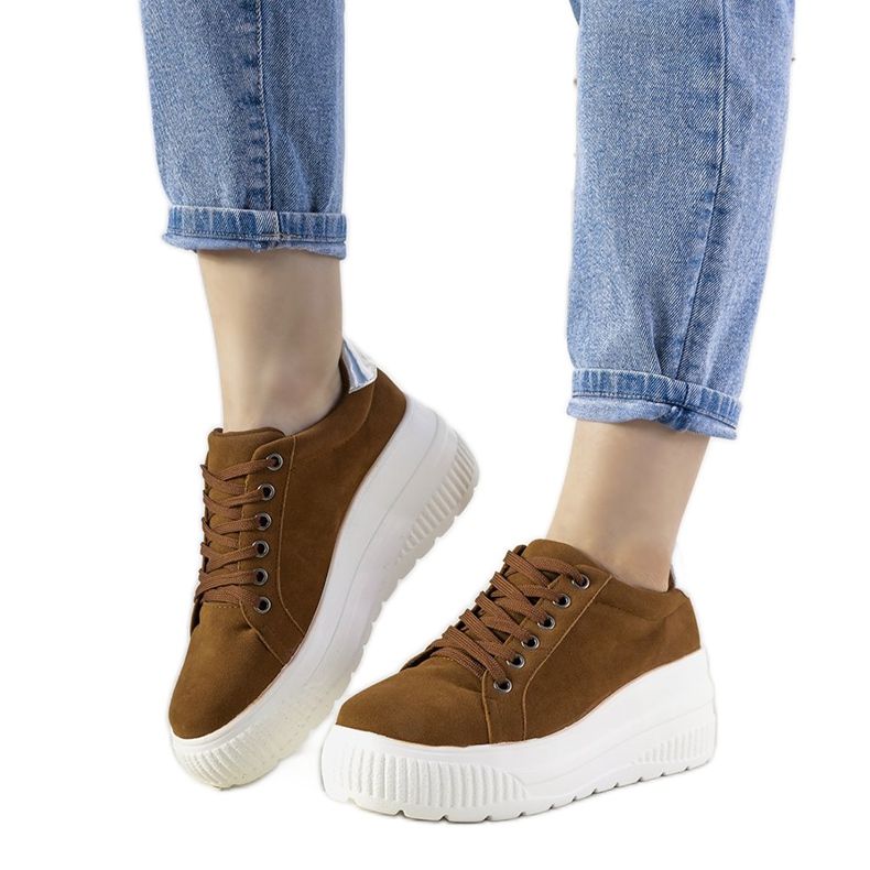 Hnědé sportovní tenisky s vysokou podrážkou Rapter hnědý Hnědé sportovní tenisky s vysokou podrážkou Rapter hnědý