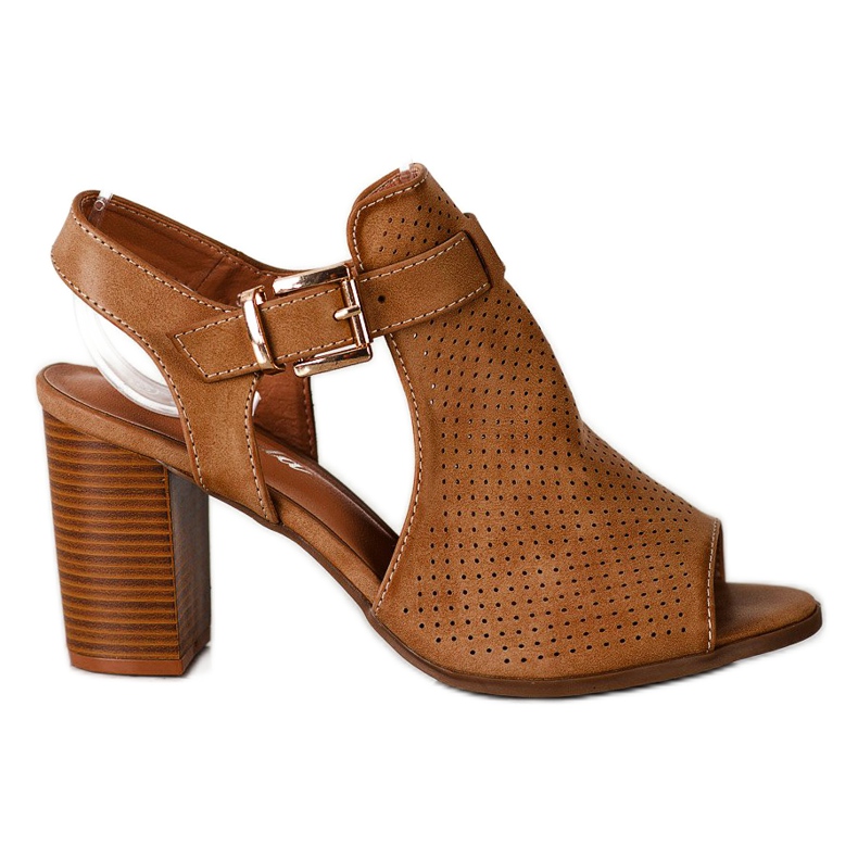 Renda Vestavěné sandály s eko kůží hnědý