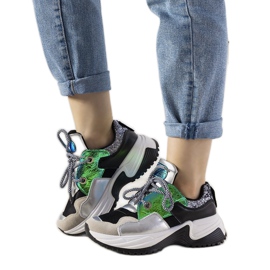 Stříbrné tenisky s vysokou podrážkou Spring černá stříbrný