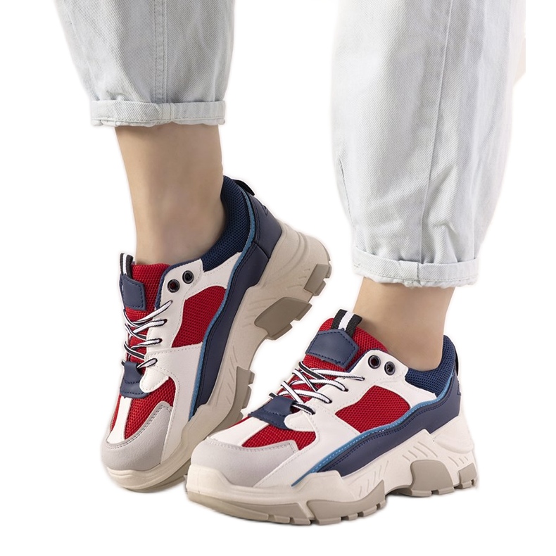 Tmavě modré tenisky na vysoké podrážce Omerta bílý námořnická modrá