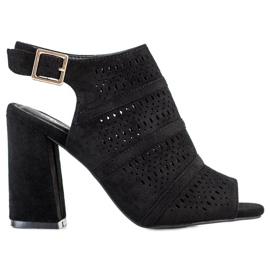 Renda Prolamované sandály na sloupku černý