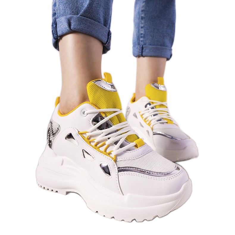 Bílé a žluté tenisky Felicia bílý žlutá