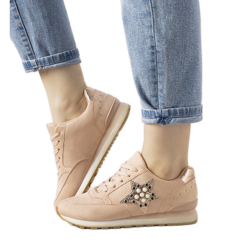 Růžové sportovní tenisky zdobené cvočky Ruler růžový