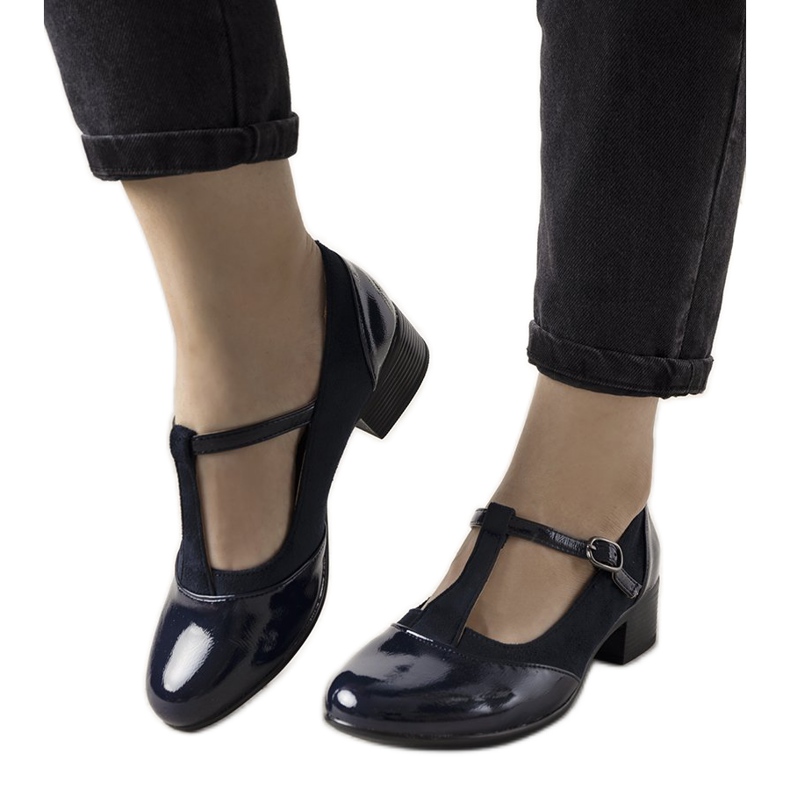 Námořnická lodičky na sloupku s lakovanou manamskou špičkou modrý