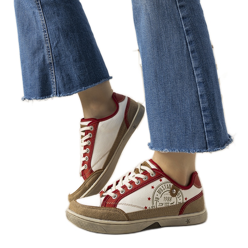 Dámské bílé a červené tenisky Esta bílý