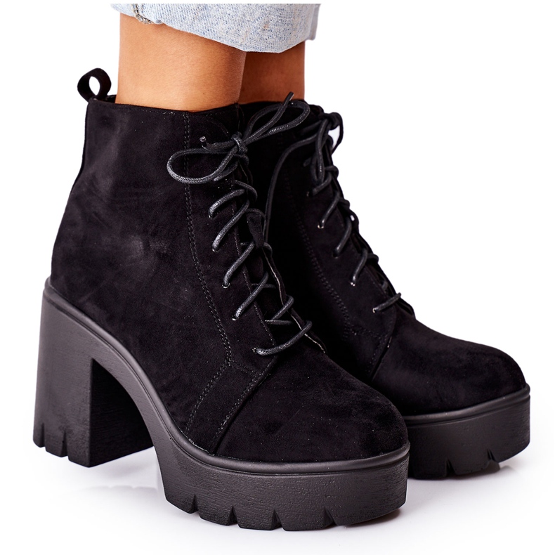 PS1 Teplé semišové boty na tyči Black Direction černá