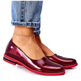 Lakované kožené boty Maciejka 05035-23 Burgundsko červené