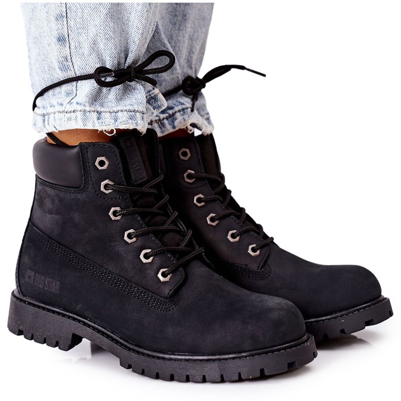 Dámské kožené turistické boty Big Star II274446 černé černá