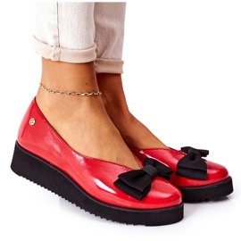 Kožené balerínky na platformě Maciejka 05062-08 červená černá červené Kožené balerínky na platformě Maciejka 05062-08 červená černá červené