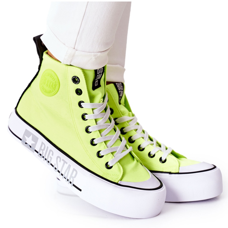 Vysoké tenisky na platformě Big Star II274015 Neon Yellow žlutá