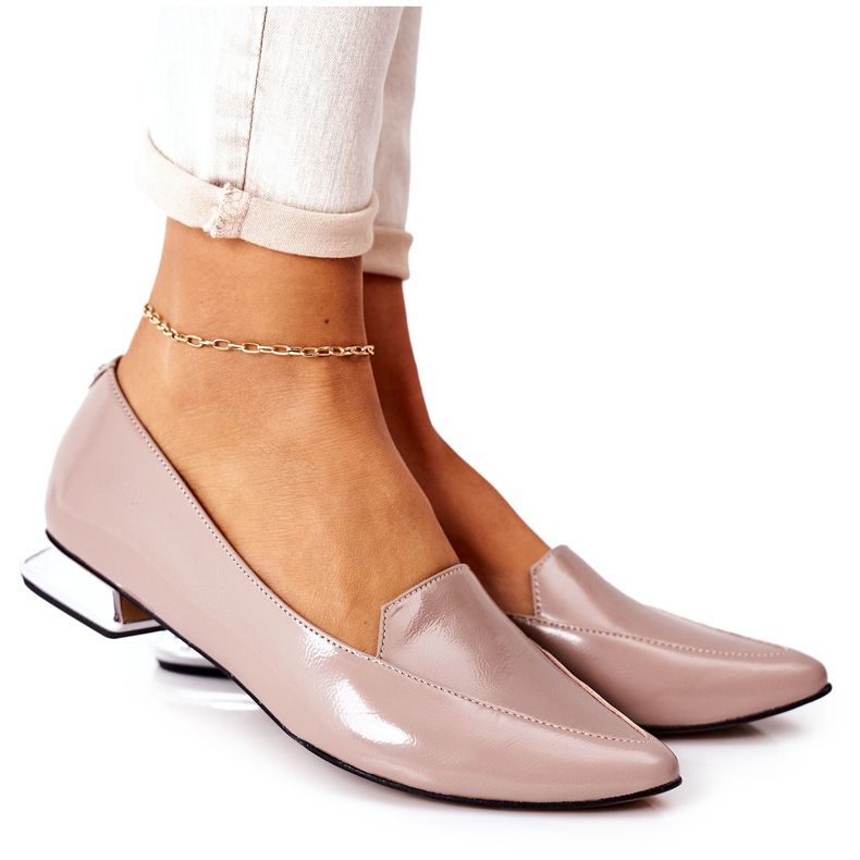 Mokasíny na stříbrném podpatku Laura Messi 2013 Cappuccino vícebarevný