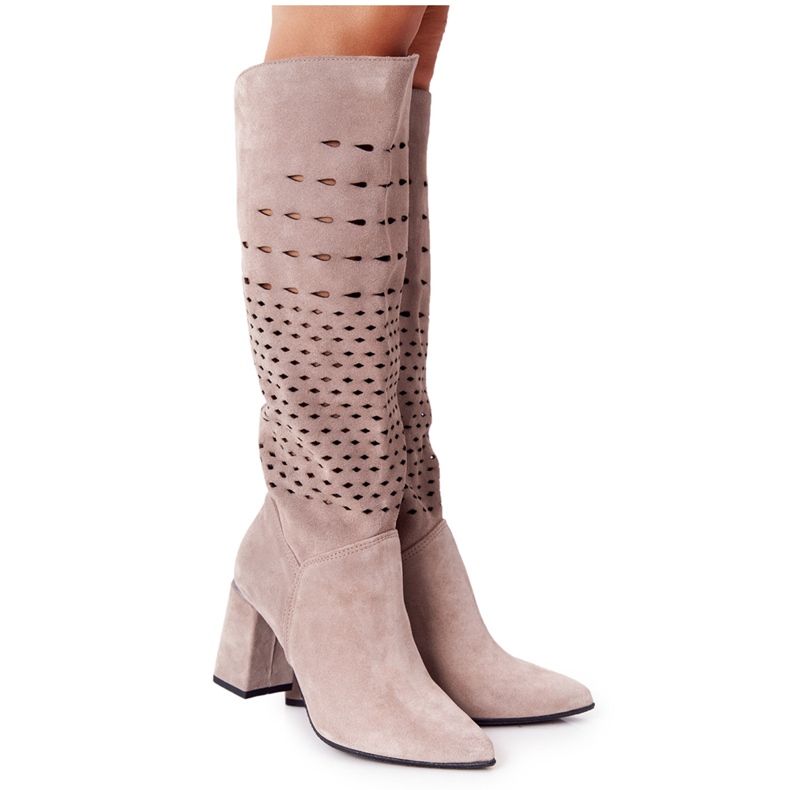 Prolamované boty Lewski Shoes 2847 / B Beżowe béžový