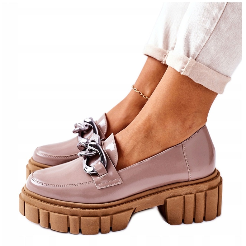 Dámské mokasíny Brogues kožené cappuccino Laura Messi 2339 béžový