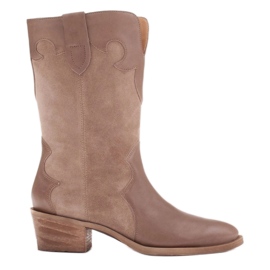 Marco Shoes Kovbojské boty Clara s ozdobným prošíváním béžový Marco Shoes Kovbojské boty Clara s ozdobným prošíváním béžový