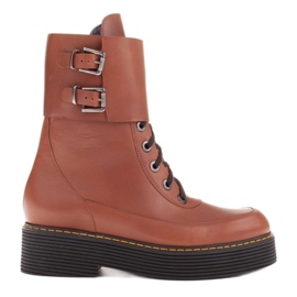 Marco Shoes Boty Federica s ozdobnými sponami hnědý Marco Shoes Boty Federica s ozdobnými sponami hnědý