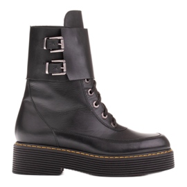 Marco Shoes Boty Federica s ozdobnými sponami černý