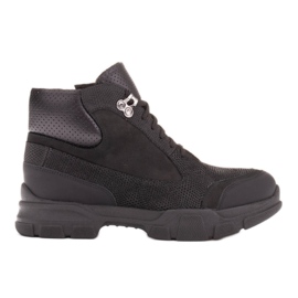 Marco Shoes Trekové boty z přírodní kůže černá Marco Shoes Trekové boty z přírodní kůže černá