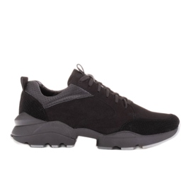 Marco Shoes Sportovní černé kožené tenisky černý