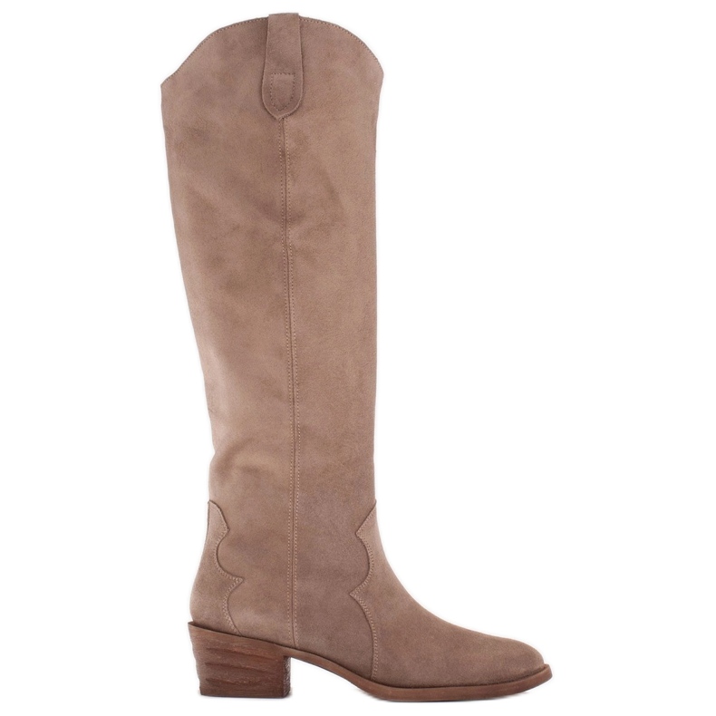 Marco Shoes Kovbojské boty Iolanda s ozdobným prošíváním béžový