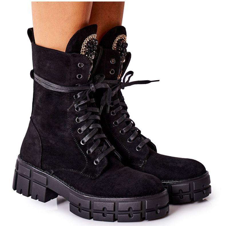 PS1 Semišové hřejiví dělníci s kameny Black Hadley černá