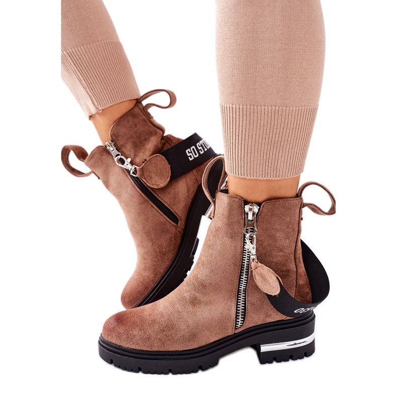 PS1 Hnědé teplé boty Cortona se zipem hnědý PS1 Hnědé teplé boty Cortona se zipem hnědý