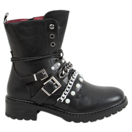 Vojenské boty s řetízkem černé M506 Black černý