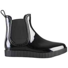 SHELOVET Lakované galoše na platformě černý