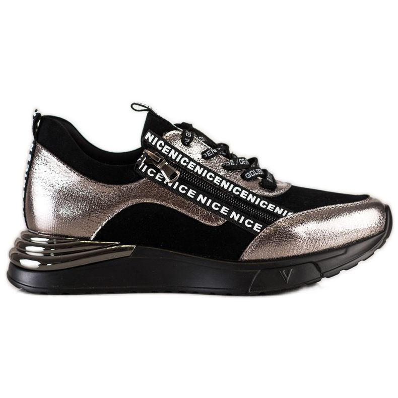 Tenisky VINCEZA se zipem černá zlatý