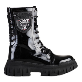 SHELOVET Černé boty na pltformu černý