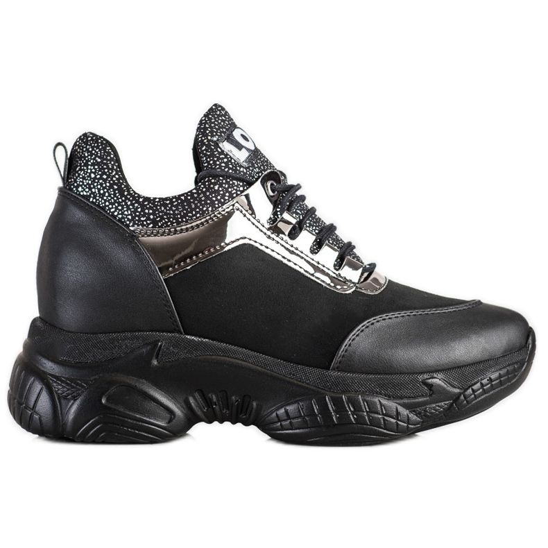 SHELOVET Módní klínové tenisky Love černá