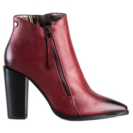 SHELOVET Maroon Booties In Spitz červený